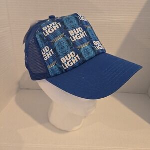 Bud Light Beer Trucker Hat Snapback Foam‎ front & Mesh back Blue NWT New